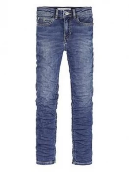 Image of Calvin Klein Jeans Girls Skinny High Rise Jeans - Blue, Size Age: 14 Years, Women