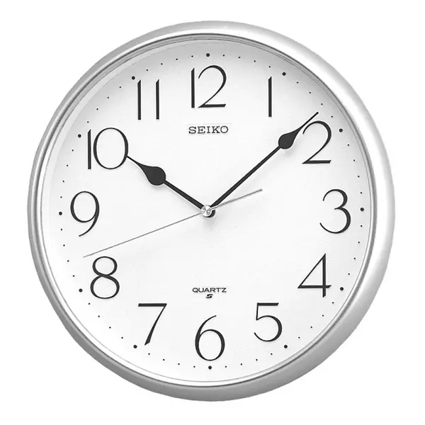 Image of Seiko Quartz Wall Clock with Arabic Numerals - Silver