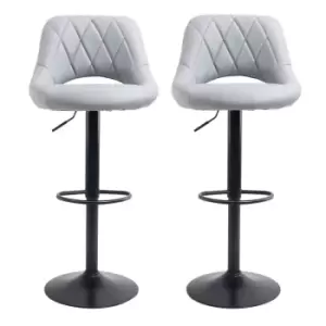 Image of Two Neo Grey Leg Faux Leather Barstool With Matt Black Leg