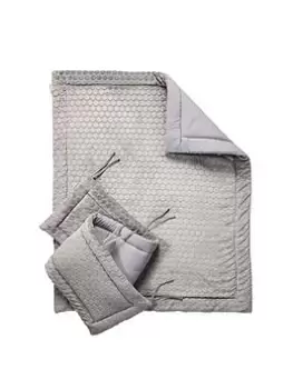 Image of Clair de Lune Marshmallow 2 Piece Cot/Cot Bed Quilt & Bumper Bedding Set - Grey