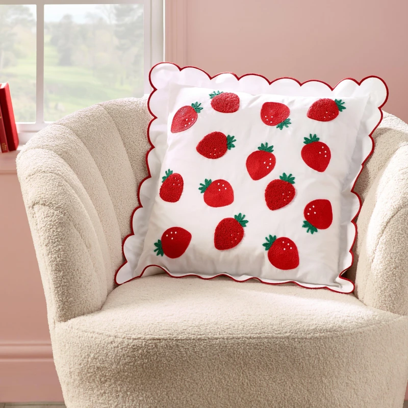 Image of Catherine Lansfield Strawberry Filled Cushion 45cm x 45cm Red