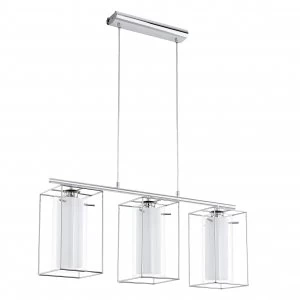 Image of EGLO ES/E27 Loncino 1 Chrome Clear Glass Pendant Light 3x60W - 94378