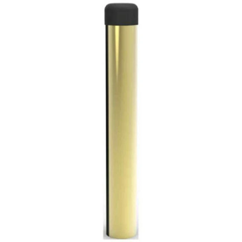 Image of Loops Rubber Tipped Wall mounted Doorstop Cylinder 71 x 16mm Polished Brass Metallics