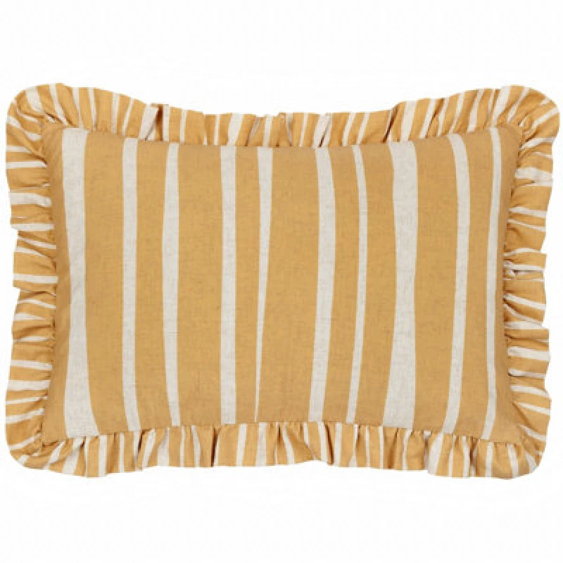Image of Furn Furn Carmon Stripe Ruffle Cushion in Yellow Size: 40cm x 60cm Yellow 40cm x 60cm Unisex 5025532821881