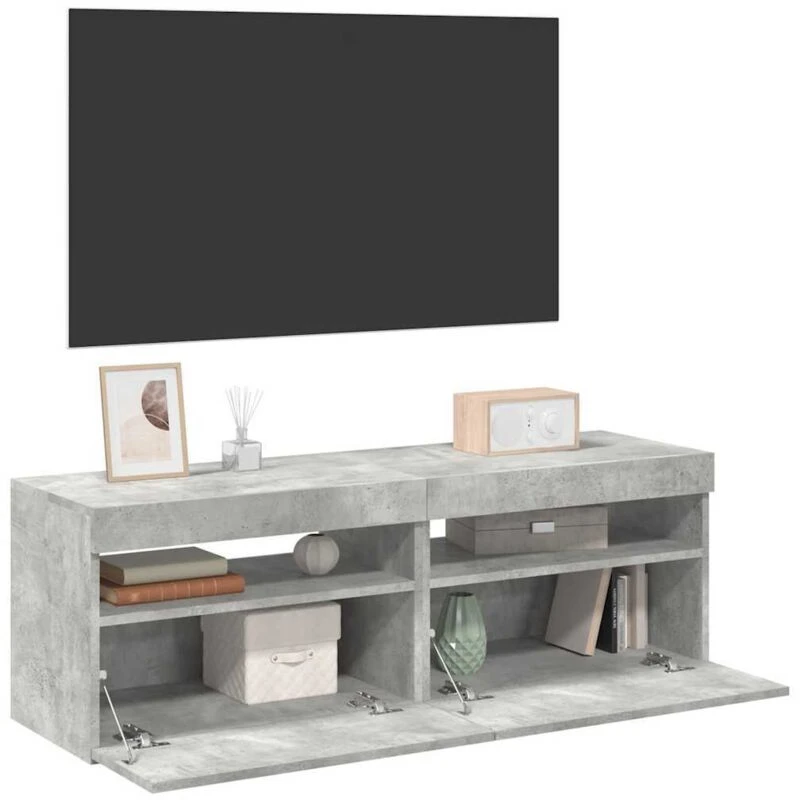 Image of VIDAXL Vidaxl - tv Cabinets with LED Lights 2 pcs Concrete Grey 60x35x40cm 8720286218280