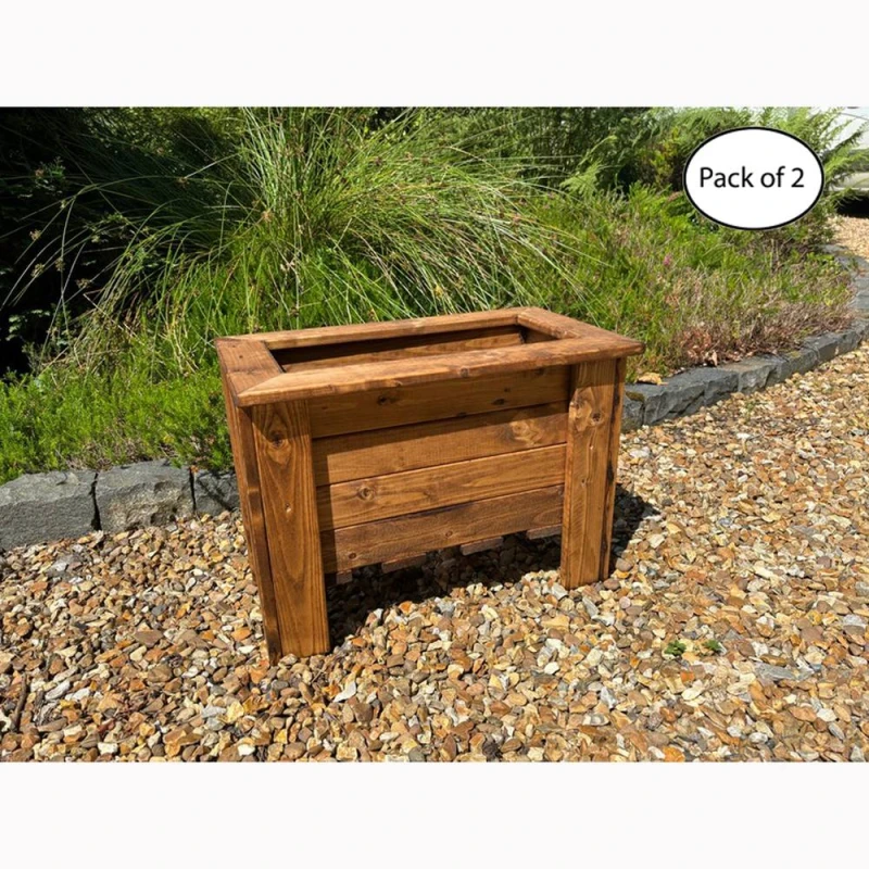 Image of Charles Taylor Multi Pack of 2 - Prestbury Raised Rectangular Regular Trough - Timber in Light Brown Light Brown Unisex
