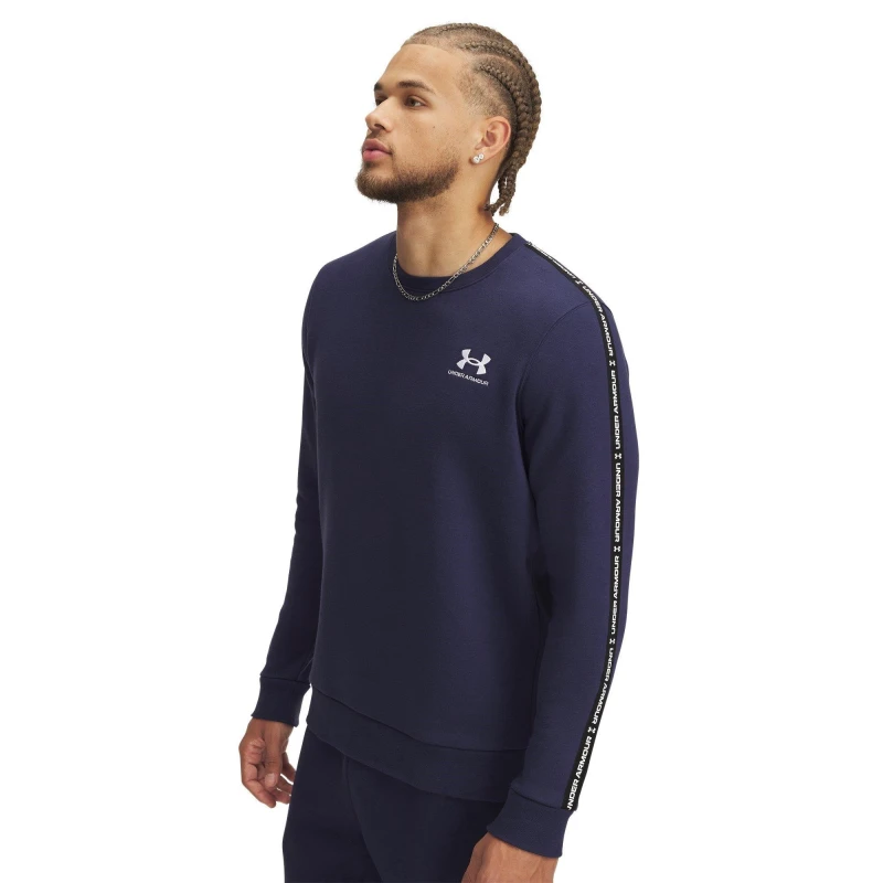 Image of Under Armour Mens Icon Fleece Taping Sweatshirt Navy/White male S