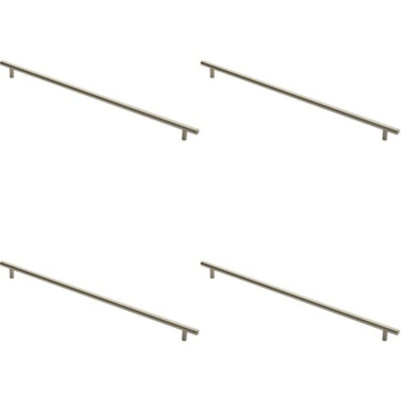 Image of Loops 4x Round T Bar Cabinet Pull Handle 508 x 12mm 448mm Fixing Centres Satin Nickel Metallics unisex