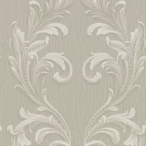Image of Belgravia Decor Tiffany Scroll Beige Textured Wallpaper