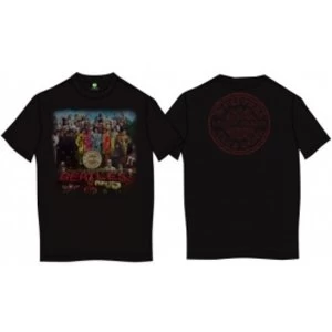 Image of Sgt Pepper Mens Black Vintage Print T Shirt: Medium