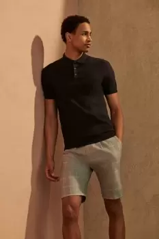 Image of Mens Navy Modern Knitted Polo Shirt