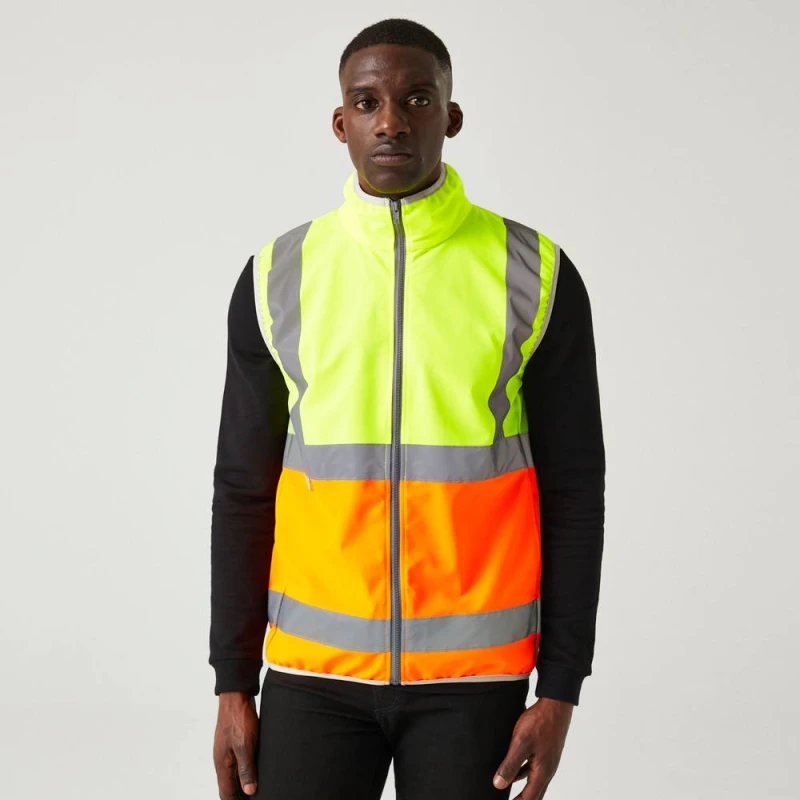 Image of Regatta Mens Hi-vis Full Zip Gilet in Bright Yellow Size: Medium Bright Yellow Male M