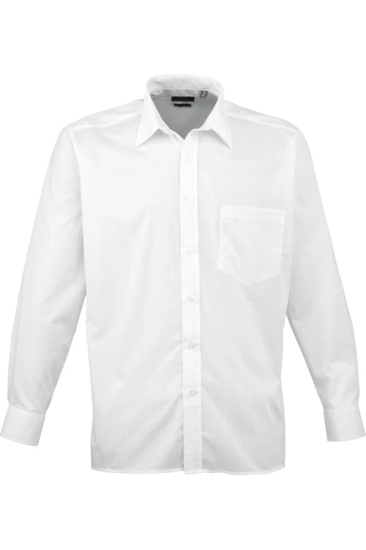 Image of Premier Premier Men Poplin Long-Sleeved Formal Shirt in White White One Size Male 5055805353689