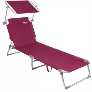Image of Sun Lounger Ibiza Red Aluminium with Sun Shade