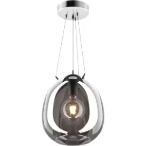 Image of Zumaline Lighting - Zumaline Moon 30cm Dome Pendant Ceiling Light, Smokey Chrome, 1x E27