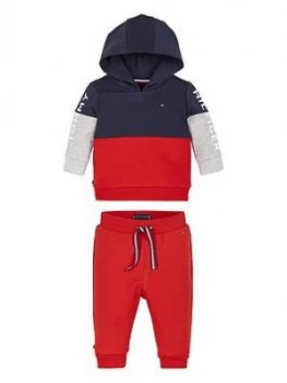 Image of Tommy Hilfiger Baby Boys Colourblock Hoodie Set, Navy, Size 6-9 Months