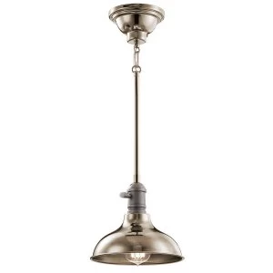 Image of 1 Light Mini Dome Ceiling Pendant Light Polished Nickel, E27