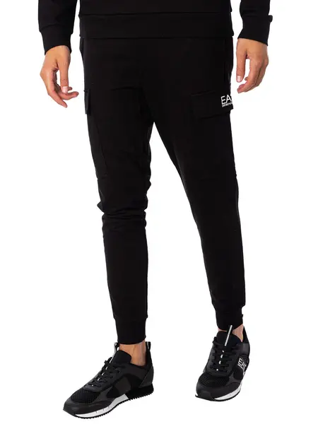 Image of EA7 Logo Cargo Joggers Black/White XL