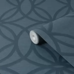 Image of Next Luxe Eclipse Navy Smooth Wallpaper
