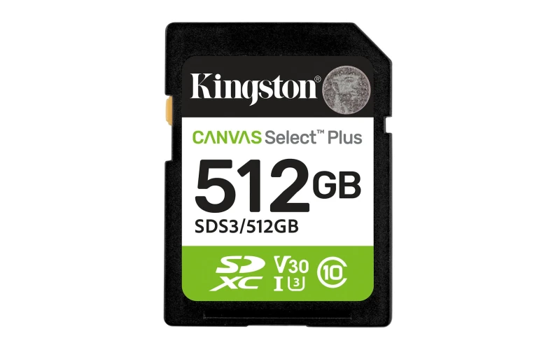 Image of Kingston Technology Kingston Technology 512GB SDXC Canvas Select Plus Gen3 150MB/s C10 UHS-I U3 V30 SDS3/512GB