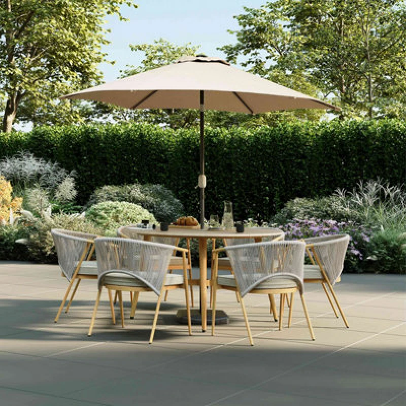 Image of Charles Bentley Almada 6 Seater Dining Set Wood Effect Frame