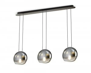 Image of Linear Ceiling Pendant, 3 x E14 (Max 40W) Chrome Glass