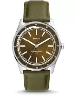Image of Fossil Men Sullivan Solar-Powered Green Leather Watch