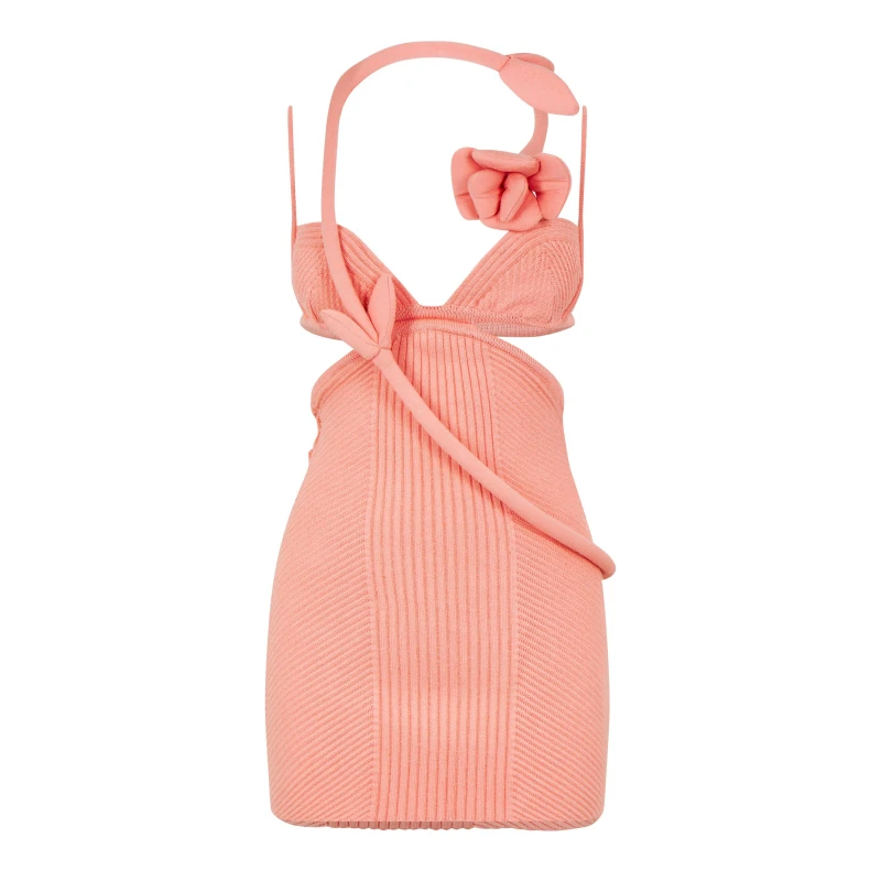 Image of Off White Womens Knitted A Line Dress Peach Orange female 6 (2XS)