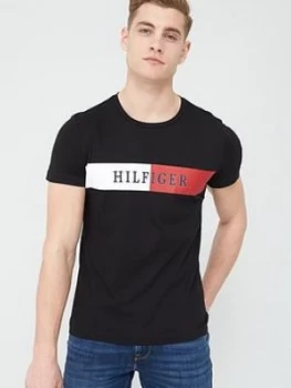 Image of Tommy Hilfiger Rwb Stripe T-Shirt - Black