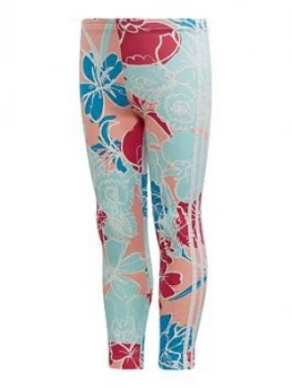 Image of adidas Originals Girls Leggings - Blue, Size 6-7 Years, Women