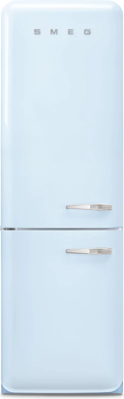 Image of Smeg 331 Litre Fifties Style Left Hand Hinge 70/30 Fridge Freezer - Pastel Blue FAB32LPB6UK Blue