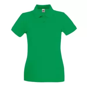 Image of Fruit Of The Loom Ladies Lady-Fit Premium Short Sleeve Polo Shirt (XL) (Kelly Green)