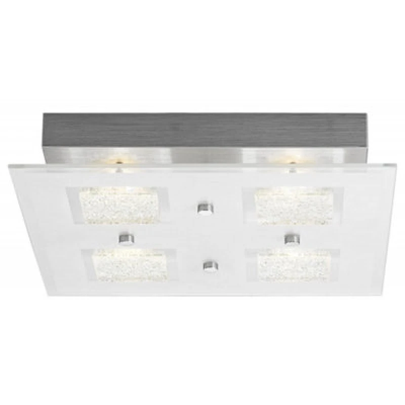 Image of Happy Homewares Modern Chrome Square LED Bathroom Light With Clear/frosted Glass Plate