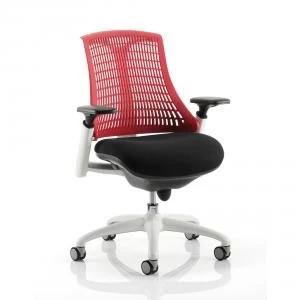 Image of Trexus Flex Task Operator Chair With Arms Black Fabric Seat Red Back