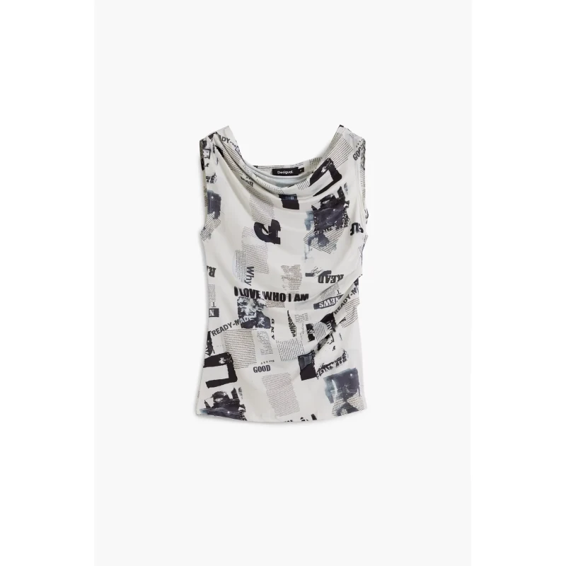 Image of Desigual Womens sleeveless T-Shirt Desigual Breaking News Blanc Female XS