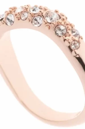 Image of Ladies Karen Millen Rose Gold Plated Pave Crystal Wave Ring ML KMJ950-24-02ML