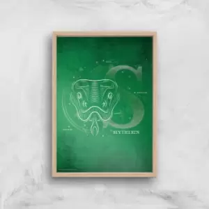 Image of Harry Potter Slytherin Giclee Art Print - A4 - Wooden Frame