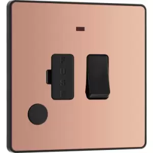 Image of BG Evolve Polished (Black Ins) Switched 13A Fused Connection Unit With Power LED Indicator, And Flex Outlet in Copper Steel