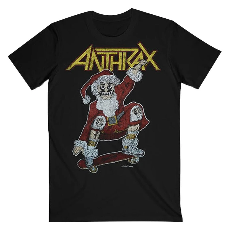 Image of Anthrax Mens Vintage Christmas T-Shirt in Black Size: Small Black Male S