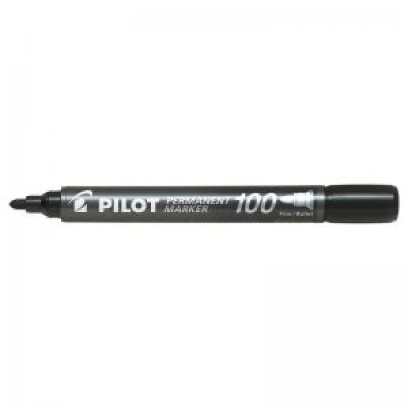 Image of Pilot 100 Permanent Marker Bullet Tip Fine 1.0mm Line Black Pack 12 - EXR27453PT