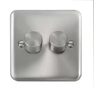 Image of Click Scolmore Deco Plus Satin Chrome 2 Gang 2 Way Dimmer Switch - DPSC152
