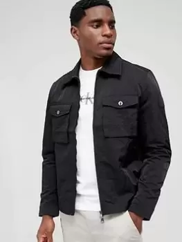 Image of Calvin Klein Heavy Crinkle Nylon Overshirt - Black Size M Men
