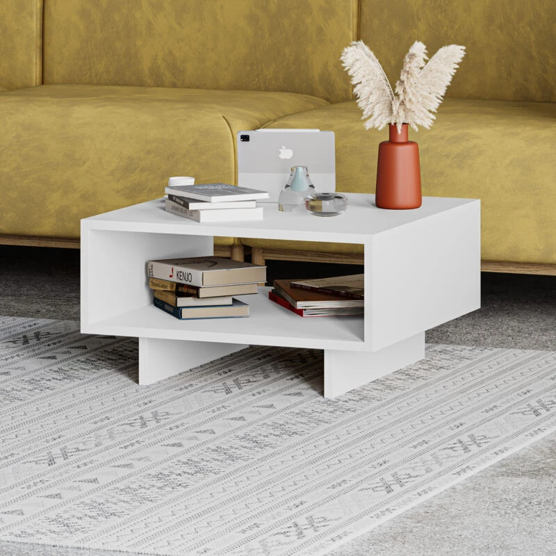Image of DECORTIE Decortie Hola Modern Coffee Table Multipurpose H 32cm - White / White M.SH.11040.9