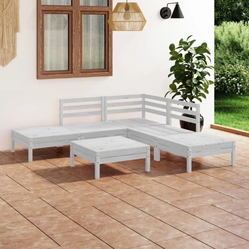 Image of VIDAXL 6 Piece Garden Lounge Set Solid Pinewood White Vidaxl 8720286685259