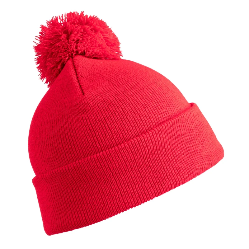 Image of Result Winter Essentials Pom Pom Beanie in Red Red Unisex One Size