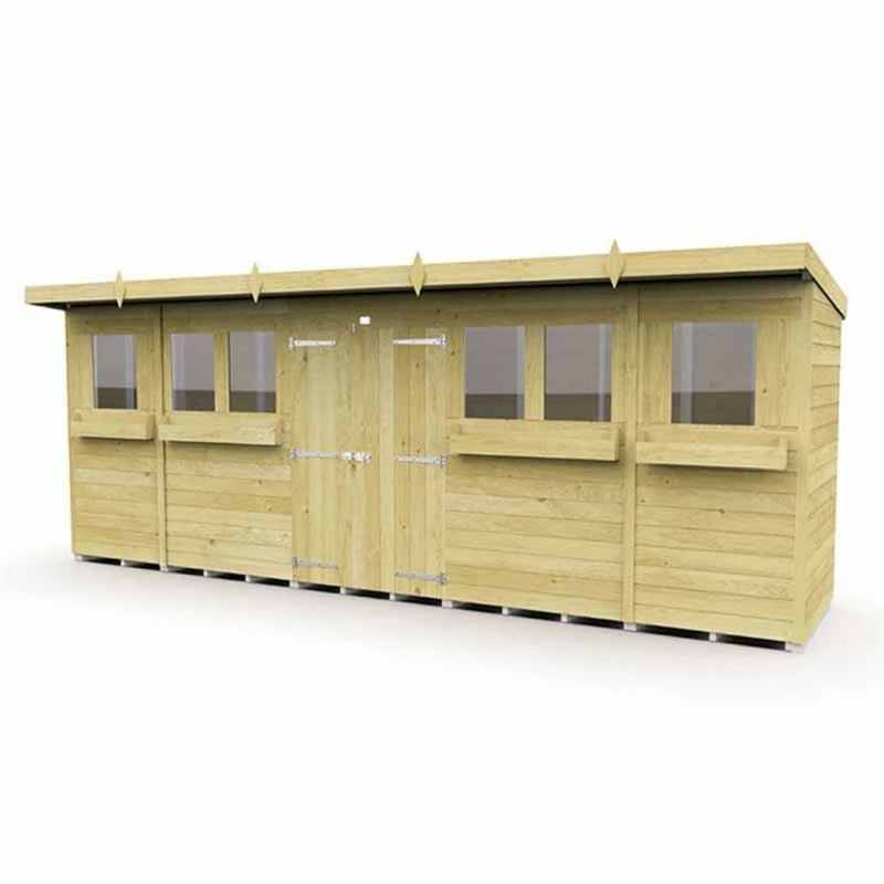 Image of Buttercup Farm 18 x 4 Feet Pent Summer Shed - Wood - L118 x W533 x H201cm in Brown Brown Unisex