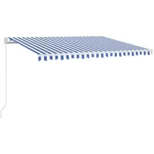 Image of Vidaxl - Manual Retractable Awning with LED 400x350cm Blue and White Blue