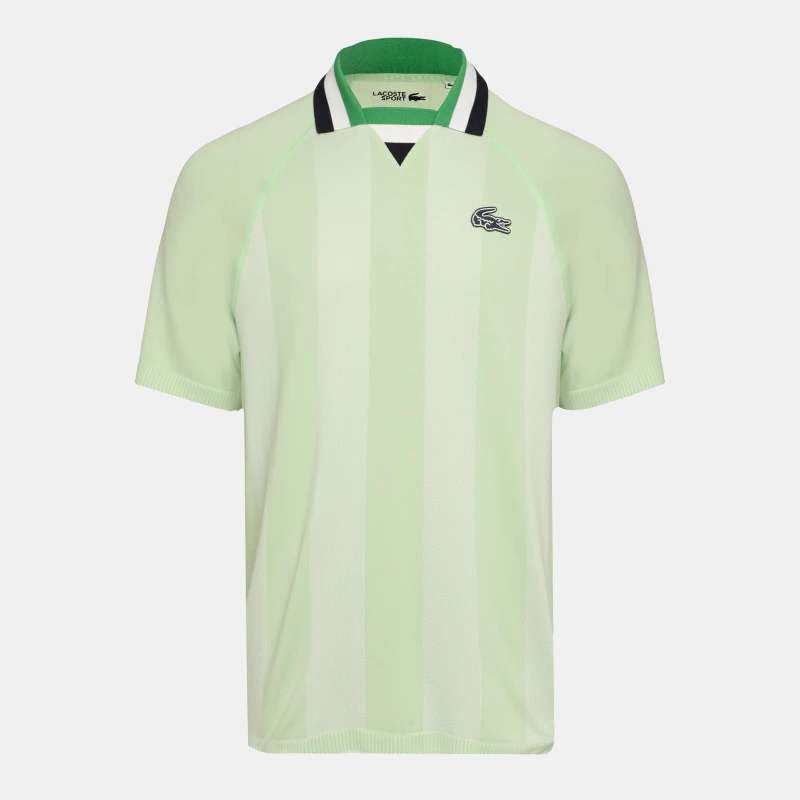 Image of Lacoste Mens Ribbed Collar Short Sleeve Performance Polo Shirt Wormwood male XS