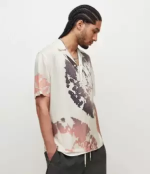Image of AllSaints Mens Silverlake Tie Dye Shirt, Cloud White, Size: M