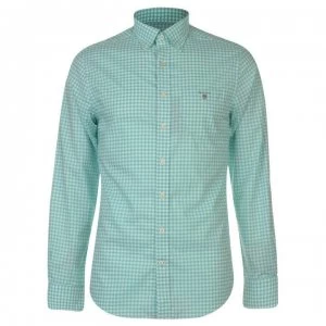 Image of Gant Gant Long Sleeve Gingham Shirt Mens - Green 355